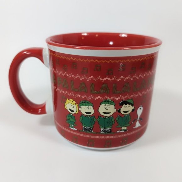 Peanuts Carolers Fa La La Oversized Red Green Christmas Coffee Mug 21 Oz - Picture 3 of 6
